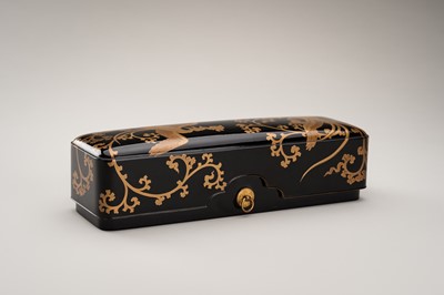 Lot 125 - A BLACK-LACQUER FUBAKO (DOCUMENT BOX) WITH HO-O BIRDS