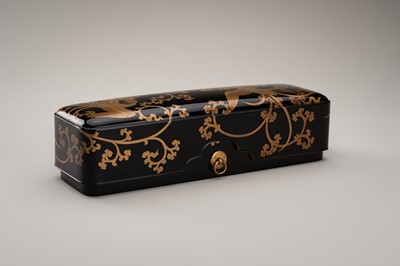 Lot 125 - A BLACK-LACQUER FUBAKO (DOCUMENT BOX) WITH HO-O BIRDS