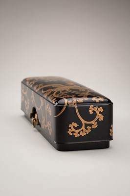 Lot 125 - A BLACK-LACQUER FUBAKO (DOCUMENT BOX) WITH HO-O BIRDS