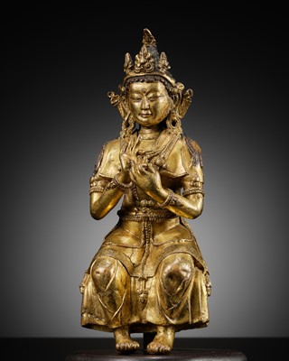 Lot 346 - A GILT-BRONZE FIGURE OF MAITREYA, CHINA, 16TH-17TH CENTURY