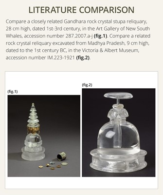 Lot 177 - A ROCK CRYSTAL AND GOLD RELIQUARY IN THE FORM OF A STUPA, ANCIENT REGION OF GANDHARA, 1ST-3RD CENTURY