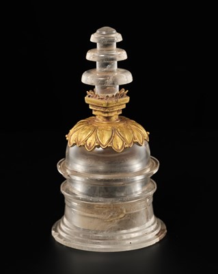 Lot 177 - A ROCK CRYSTAL AND GOLD RELIQUARY IN THE FORM OF A STUPA, ANCIENT REGION OF GANDHARA, 1ST-3RD CENTURY