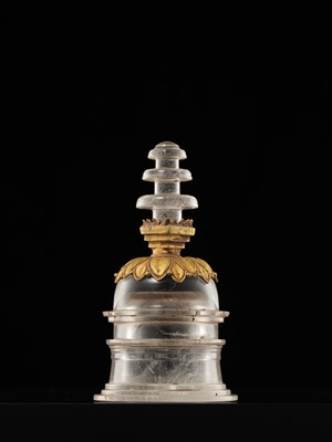 Lot 177 - A ROCK CRYSTAL AND GOLD RELIQUARY IN THE FORM OF A STUPA, ANCIENT REGION OF GANDHARA, 1ST-3RD CENTURY