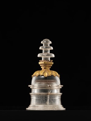 Lot 177 - A ROCK CRYSTAL AND GOLD RELIQUARY IN THE FORM OF A STUPA, ANCIENT REGION OF GANDHARA, 1ST-3RD CENTURY