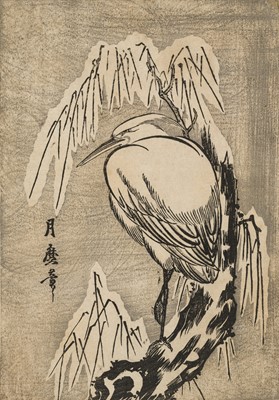 Lot 848 - KITAGAWA TSUKIMARO: A SNOWY HERON ON A WILLOW TREE