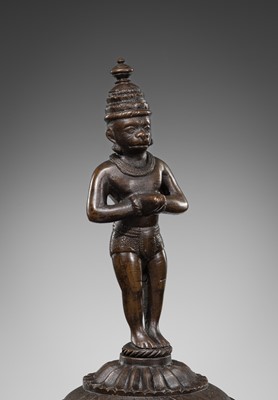 Lot 639 - A LARGE ‘HANUMAN’ BRONZE BELL, GHANTI