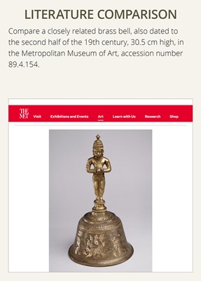 Lot 639 - A LARGE ‘HANUMAN’ BRONZE BELL, GHANTI