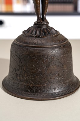 Lot 639 - A LARGE ‘HANUMAN’ BRONZE BELL, GHANTI