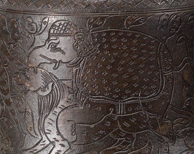 Lot 639 - A LARGE ‘HANUMAN’ BRONZE BELL, GHANTI