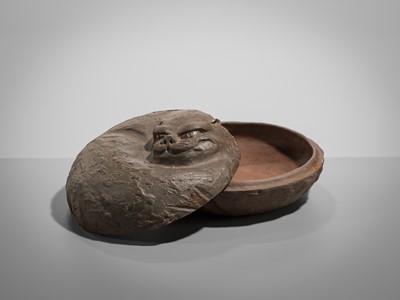 Lot 176 - A STONEWARE BOX AND COVER IN THE FORM OF A TIGER