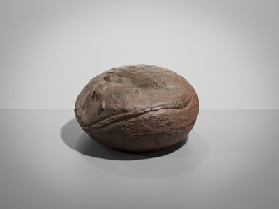 Lot 176 - A STONEWARE BOX AND COVER IN THE FORM OF A TIGER