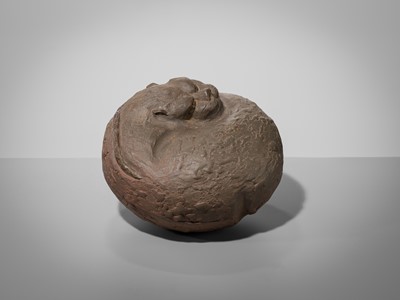 Lot 176 - A STONEWARE BOX AND COVER IN THE FORM OF A TIGER