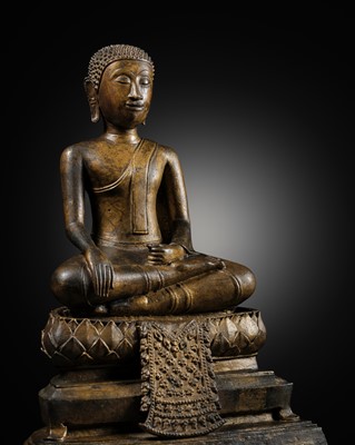 Lot 695 - A GILT-LACQUERED BRONZE FIGURE OF MAITREYA, RATTANAKOSIN KINGDOM