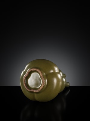 Lot 165 - A TEADUST-GLAZED TRIPLE-NECKED DOUBLE-GOURD VASE, 18TH CENTURY