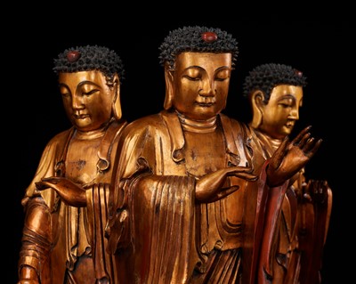 Lot 54 - THREE LARGE BUDDHA STATUES, 17TH-18TH CENTURY, EX COLLECTION OF SIR ELTON JOHN