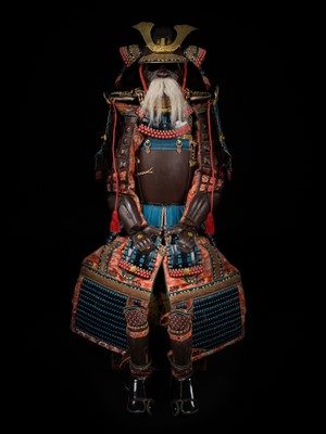 Lot 142 - MYOCHIN MUNEKATA: A SUPERB TATEHAGI OKEGAWA DO TOSEI GUSOKU (ARMOR), DATED 1851, WITH IMPERIAL CRESTS