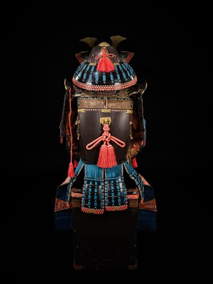 Lot 142 - MYOCHIN MUNEKATA: A SUPERB TATEHAGI OKEGAWA DO TOSEI GUSOKU (ARMOR), DATED 1851, WITH IMPERIAL CRESTS