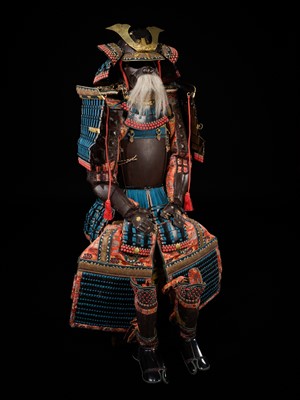 Lot 142 - MYOCHIN MUNEKATA: A SUPERB TATEHAGI OKEGAWA DO TOSEI GUSOKU (ARMOR), DATED 1851, WITH IMPERIAL CRESTS