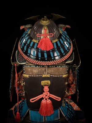 Lot 142 - MYOCHIN MUNEKATA: A SUPERB TATEHAGI OKEGAWA DO TOSEI GUSOKU (ARMOR), DATED 1851, WITH IMPERIAL CRESTS