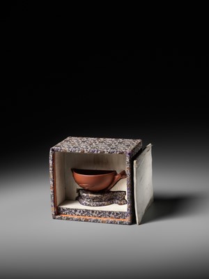 Lot 163 - A YIXING STONEWARE ‘PEACH’ CUP, SIGNED CHEN MINGYUAN, EARLY QING DYNASTY