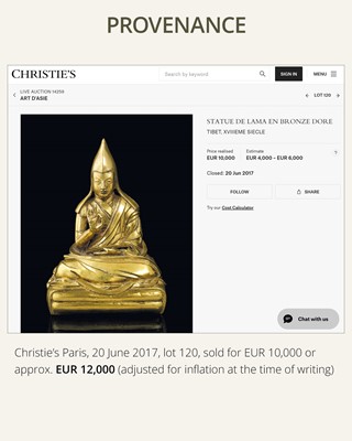 Lot 26 - A GILT-BRONZE FIGURE OF THE SIXTH PANCHEN LAMA, LOBZANG PALDEN YESHE