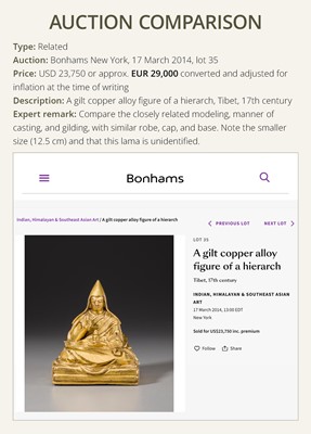 Lot 26 - A GILT-BRONZE FIGURE OF THE SIXTH PANCHEN LAMA, LOBZANG PALDEN YESHE