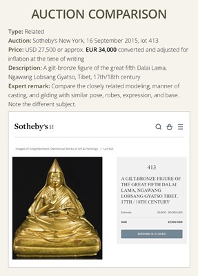 Lot 26 - A GILT-BRONZE FIGURE OF THE SIXTH PANCHEN LAMA, LOBZANG PALDEN YESHE