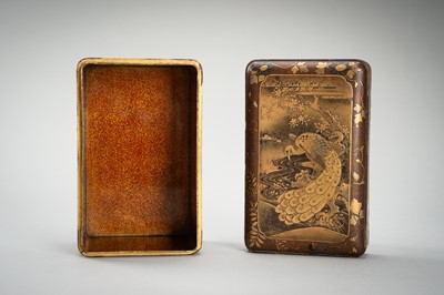 Lot 108 - A FINE LACQUER BOX AND COVER WITH BIRDS