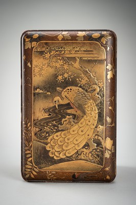 Lot 108 - A FINE LACQUER BOX AND COVER WITH BIRDS