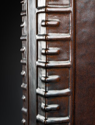 Lot 164 - AN IRON-RUST-GLAZED ‘IMITATION BRONZE’ VASE, CONG, 18TH CENTURY