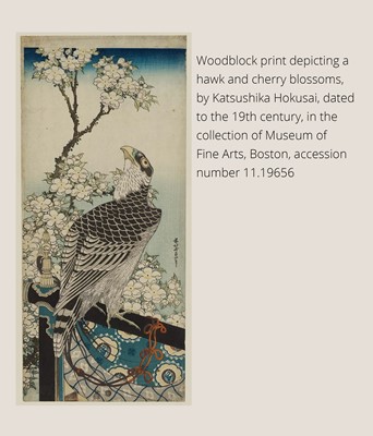KOMA KOKAKUSAI: A SUPERB FIVE-CASE GOLD LACQUER INRO WITH AN EAGLE ON A CHERRY BRANCH