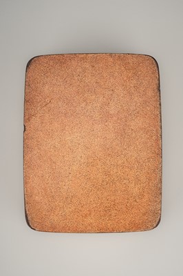 Lot 112 - A GOLD LACQUER KOBAKO DEPICTING A RIVER LANDSCAPE