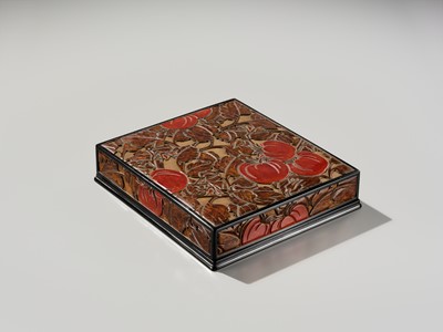Lot 304 - JUNJIRO: A RARE SAWASA-NURI LACQUER BOX AND COVER WITH TOMATOES