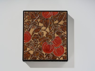 Lot 304 - JUNJIRO: A RARE SAWASA-NURI LACQUER BOX AND COVER WITH TOMATOES