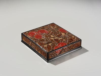 Lot 304 - JUNJIRO: A RARE SAWASA-NURI LACQUER BOX AND COVER WITH TOMATOES