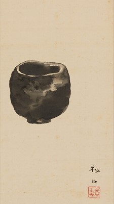 Lot 266 - FUJII SHOZAN (1880-1967): A SCROLL PAINTING OF A RAKU WARE CHAWAN