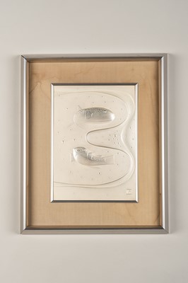 Lot 152 - ONAGA TAMOTSU: AN ABSTRACT LACQUER PAINTING ‘PUFFER FISH’