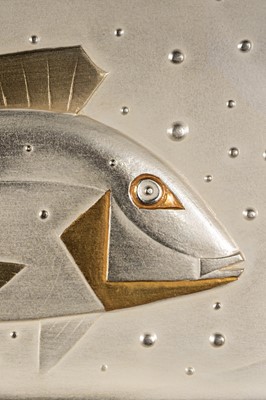 Lot 153 - ONAGA TAMOTSU: AN ABSTRACT LACQUER PAINTING ‘SEA BREAM’