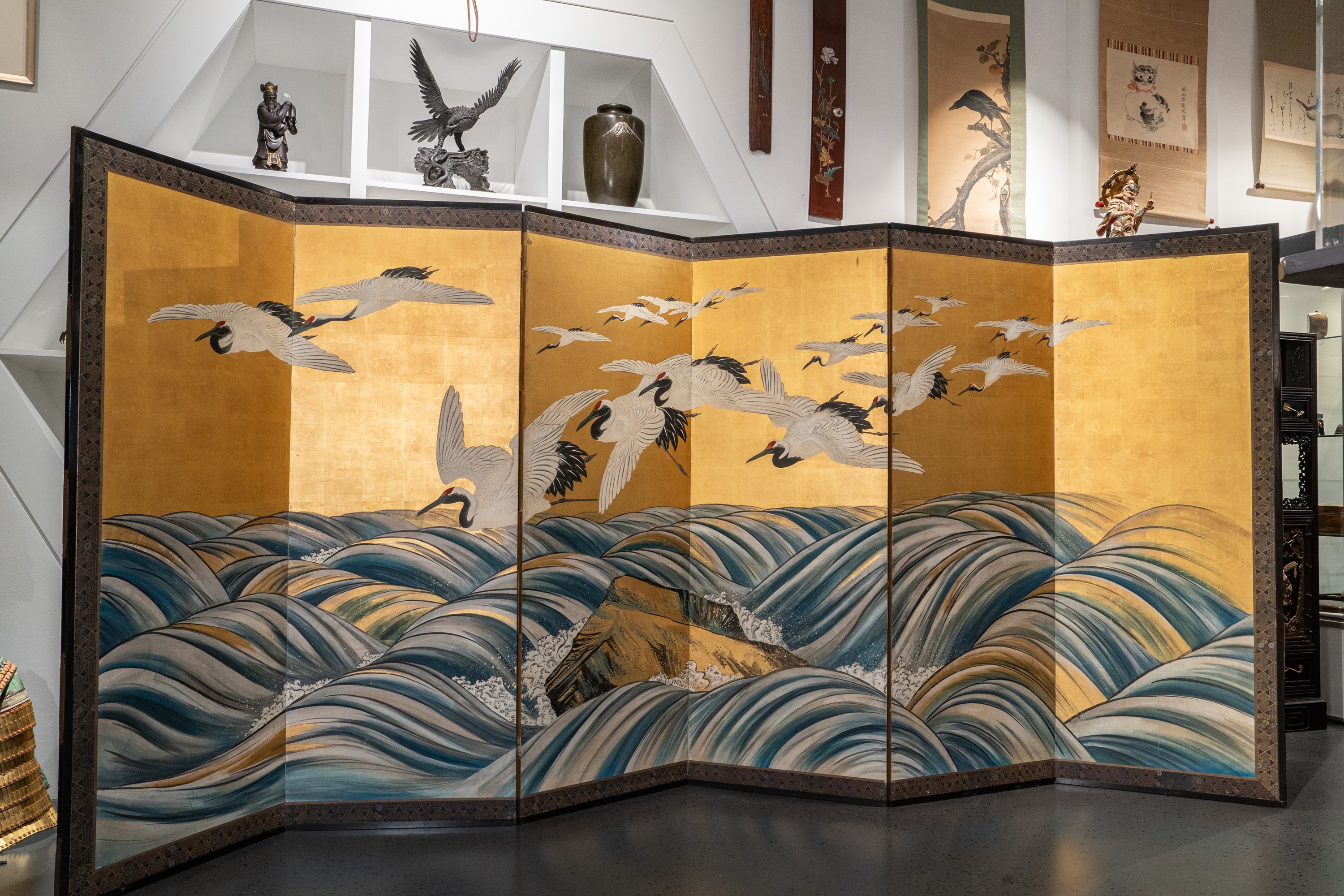 Lot 236 - AN IMPRESSIVE SIX-PANEL BYOBU (FOLDING