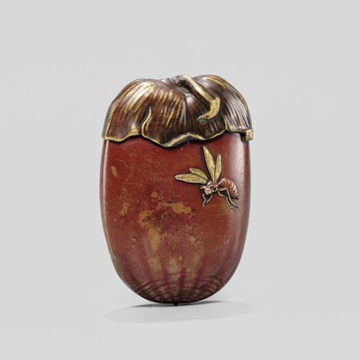Lot 13 - A FINE MIXED-METAL CHESTNUT-FORM MATCHCASE
