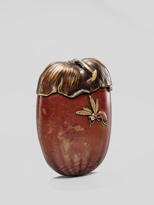 Lot 13 - A FINE MIXED-METAL CHESTNUT-FORM MATCHCASE