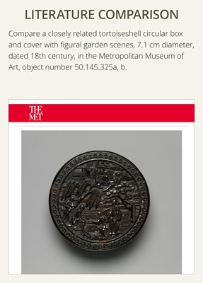 Lot 132 - A CARVED TORTOISESHELL ‘FIGURAL’ SNUFF BOX AND COVER, QING DYNASTY