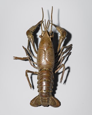 Lot 65 - YASUNOSUKE: A BRONZE ARTICULATED OKIMONO OF A LOBSTER