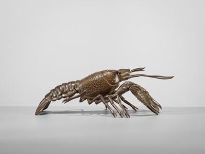Lot 65 - YASUNOSUKE: A BRONZE ARTICULATED OKIMONO OF A LOBSTER