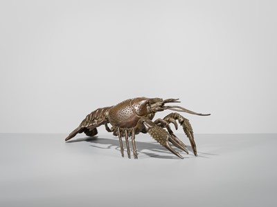Lot 65 - YASUNOSUKE: A BRONZE ARTICULATED OKIMONO OF A LOBSTER