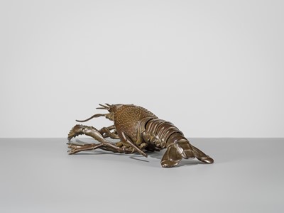 Lot 65 - YASUNOSUKE: A BRONZE ARTICULATED OKIMONO OF A LOBSTER