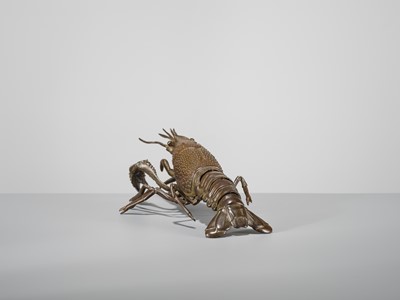 Lot 65 - YASUNOSUKE: A BRONZE ARTICULATED OKIMONO OF A LOBSTER
