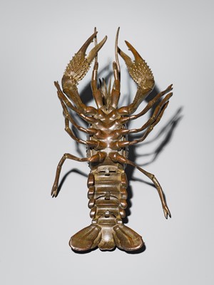 Lot 65 - YASUNOSUKE: A BRONZE ARTICULATED OKIMONO OF A LOBSTER