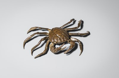 Lot 67 - YASUNOSUKE: A BRONZE ARTICULATED OKIMONO OF A CRAB