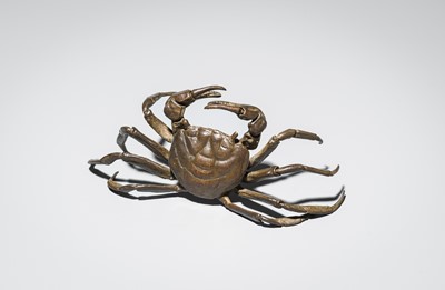 Lot 67 - YASUNOSUKE: A BRONZE ARTICULATED OKIMONO OF A CRAB